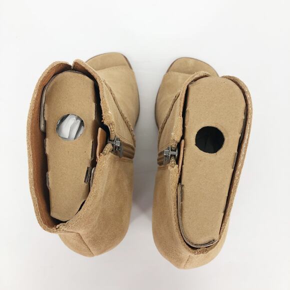 Lucky Brand Womens Lureli Wedge Booties 7.5 Tan Peep Toe Suede NWOB - Picture 7 of 10